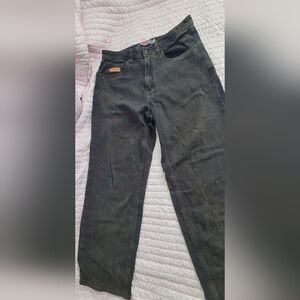 On Fire Black Jeans with Orange Logo Patch